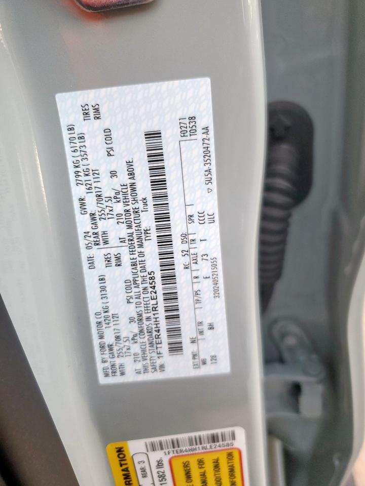 2024 Ford Ranger Xlt VIN: 1FTER4HH1RLE24585 Lot: 92437155