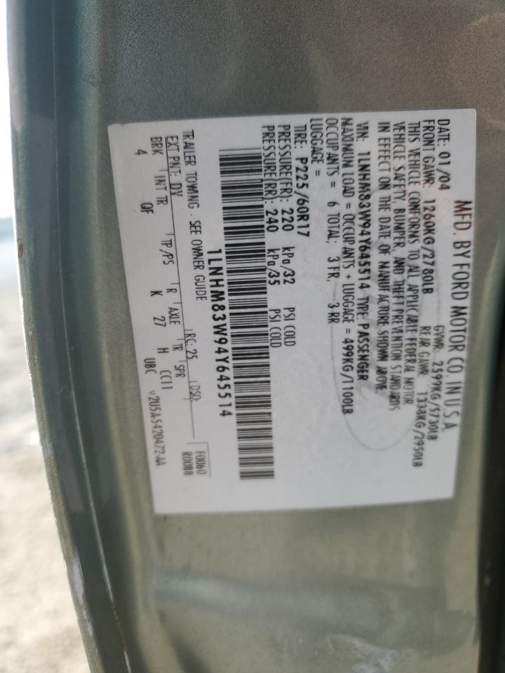 2004 Lincoln Town Car Ultimate VIN: 1LNHM83W94Y645514 Lot: 91850045