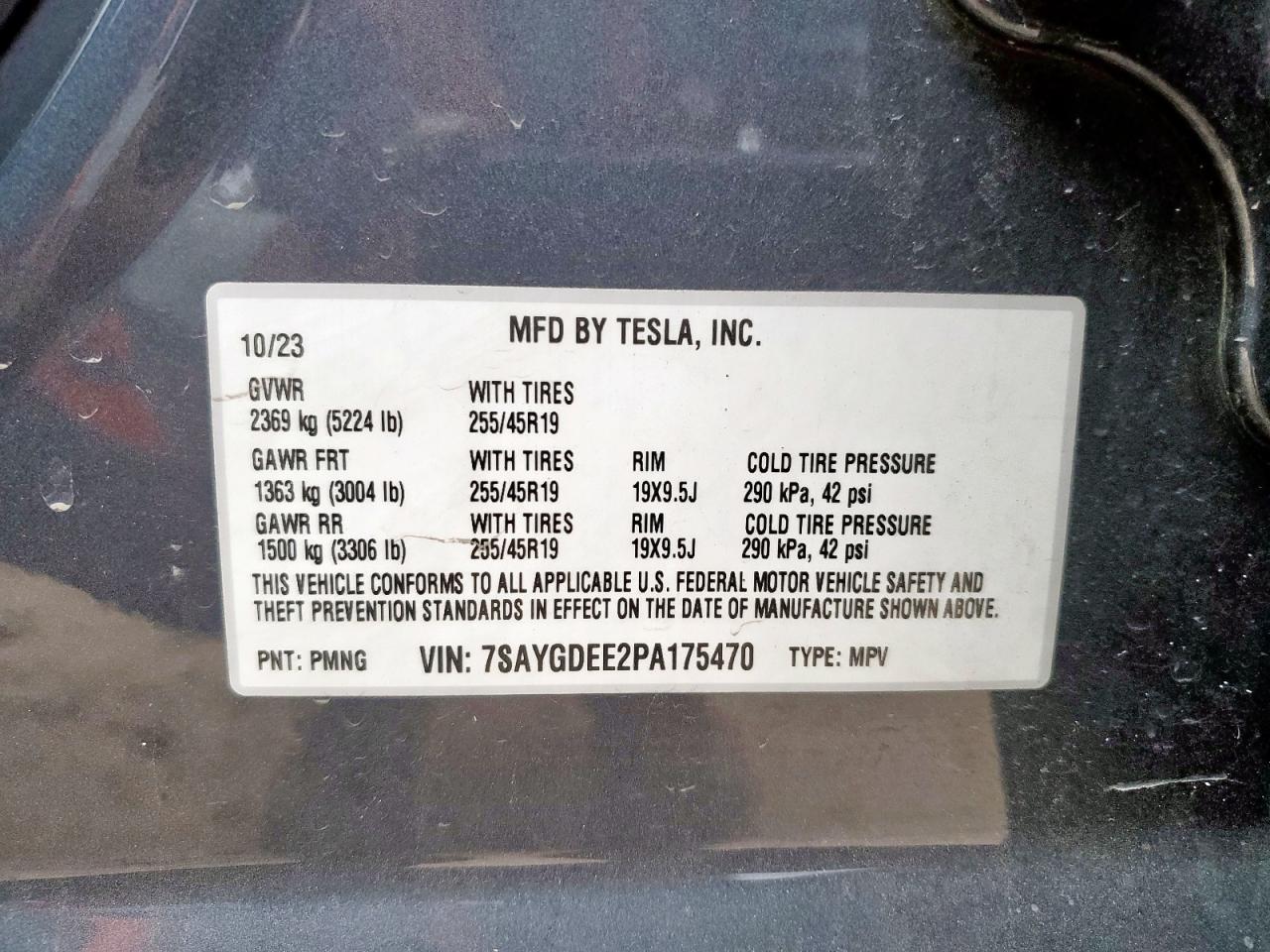 2023 Tesla Model Y VIN: 7SAYGDEE2PA175470 Lot: 92991825