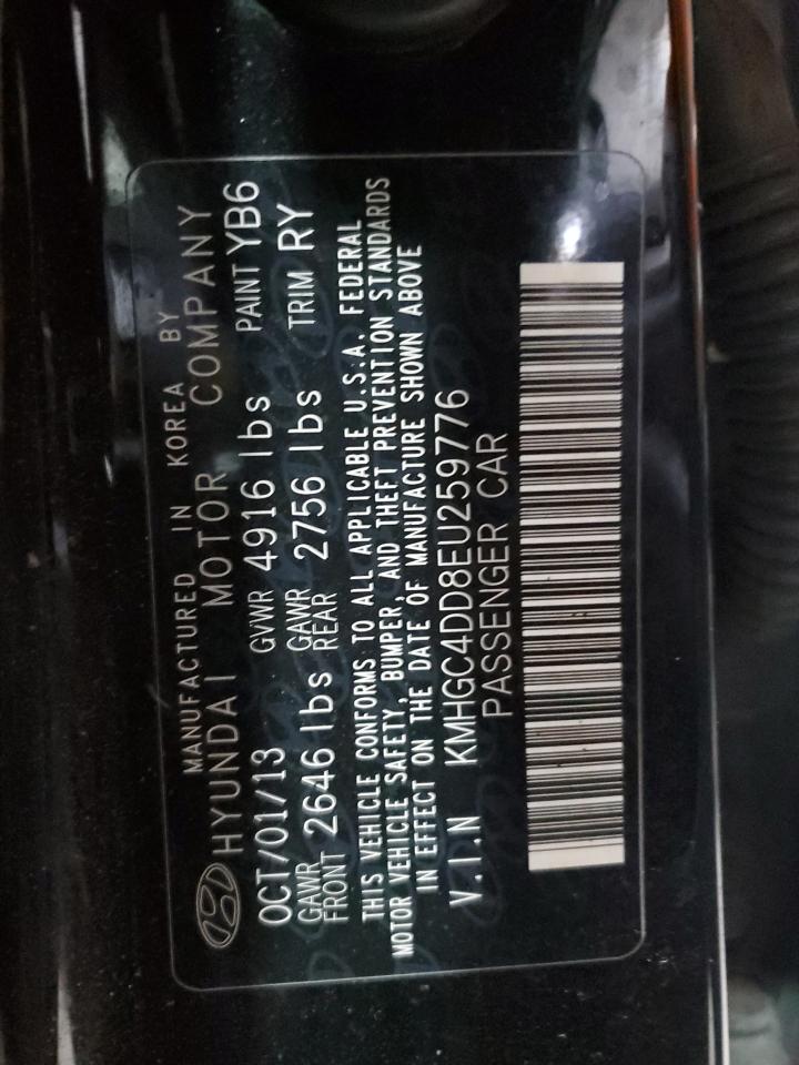 2014 Hyundai Genesis 3.8L VIN: KMHGC4DD8EU259776 Lot: 93370345