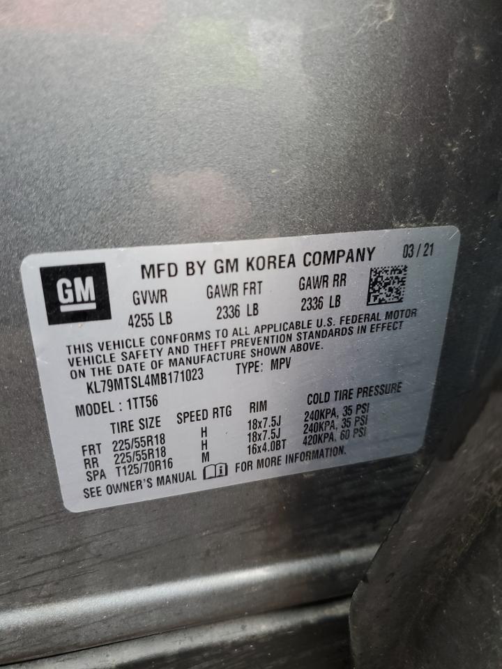 2021 Chevrolet Trailblazer Rs VIN: KL79MTSL4MB171023 Lot: 93570555