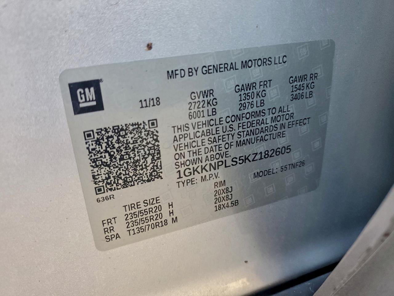 2019 GMC Acadia Denali VIN: 1GKKNPLS5KZ182605 Lot: 94284685