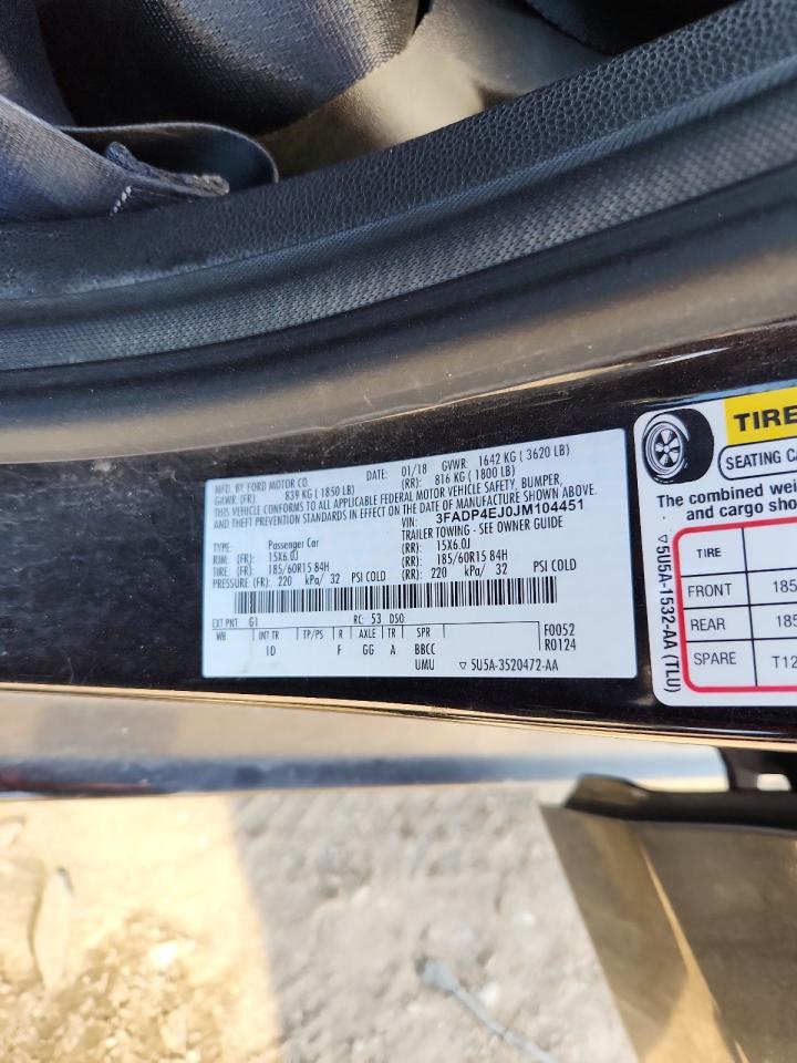 2018 Ford Fiesta Se VIN: 3FADP4EJ0JM104451 Lot: 92779905