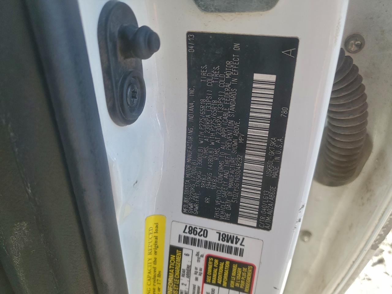 2013 Toyota Sequoia Sr5 VIN: 5TDZY5G14DS048292 Lot: 94732605