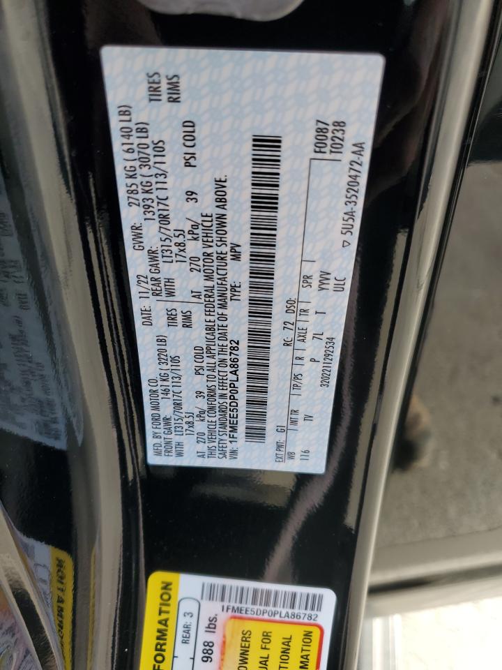 2023 Ford Bronco Base VIN: 1FMEE5DP0PLA86782 Lot: 92255265