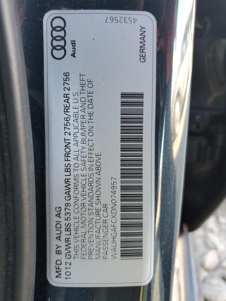 2013 Audi A6 Prestige VIN: WAUHGAFCXDN074957 Lot: 91299495