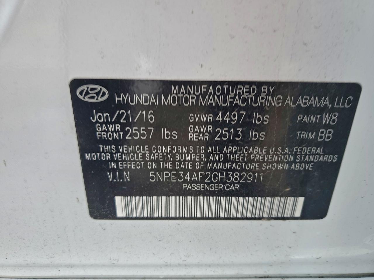 2016 Hyundai Sonata Sport VIN: 5NPE34AF2GH382911 Lot: 94160875