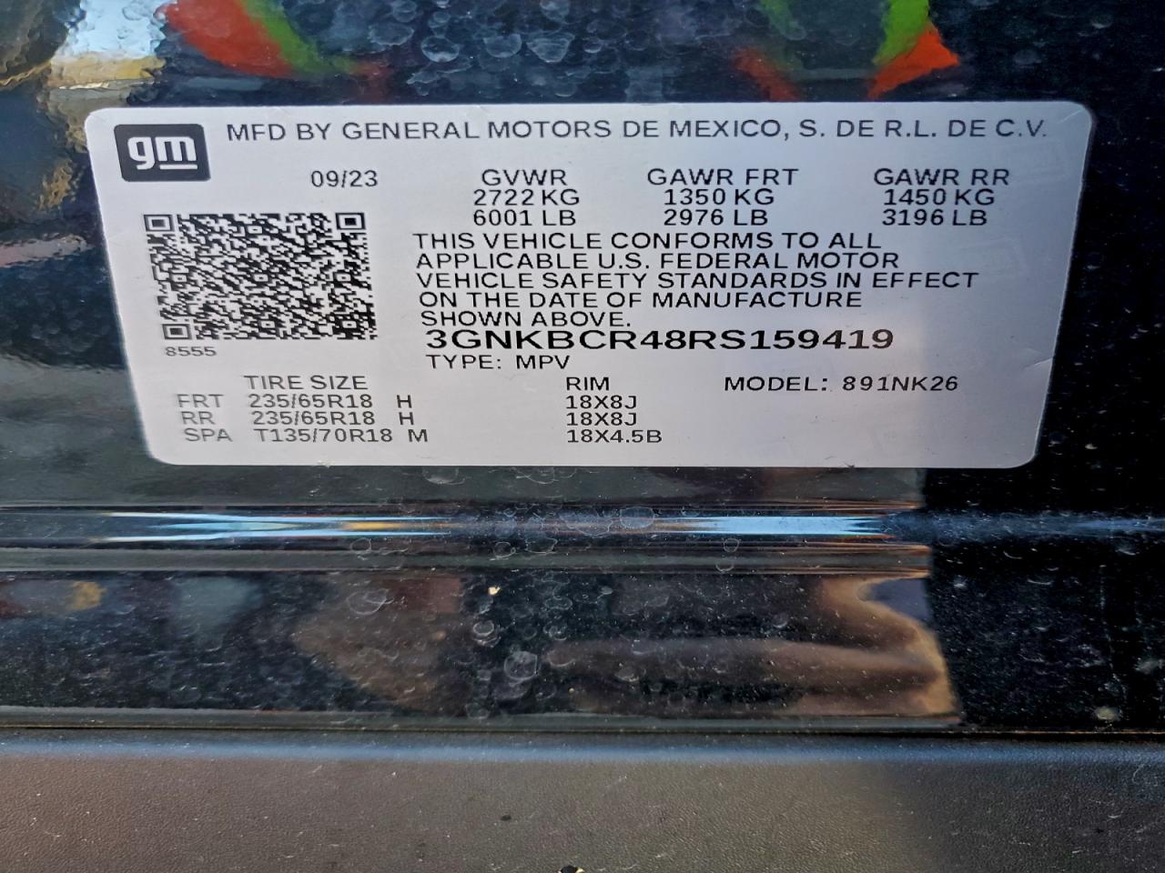 2024 Chevrolet Blazer 2Lt VIN: 3GNKBCR48RS159419 Lot: 94163225