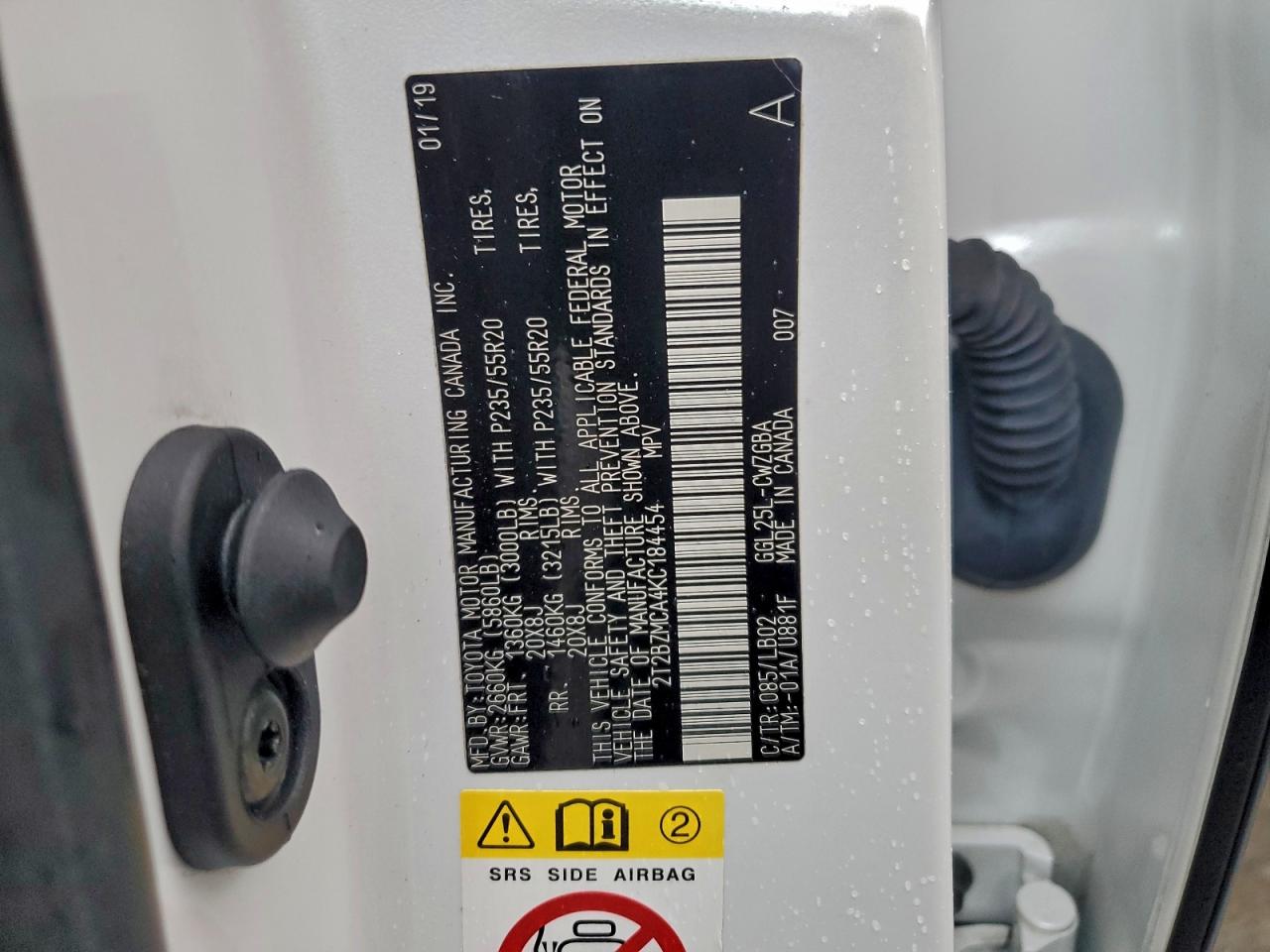 2019 Lexus Rx 350 Base VIN: 2T2BZMCA4KC184454 Lot: 93310355