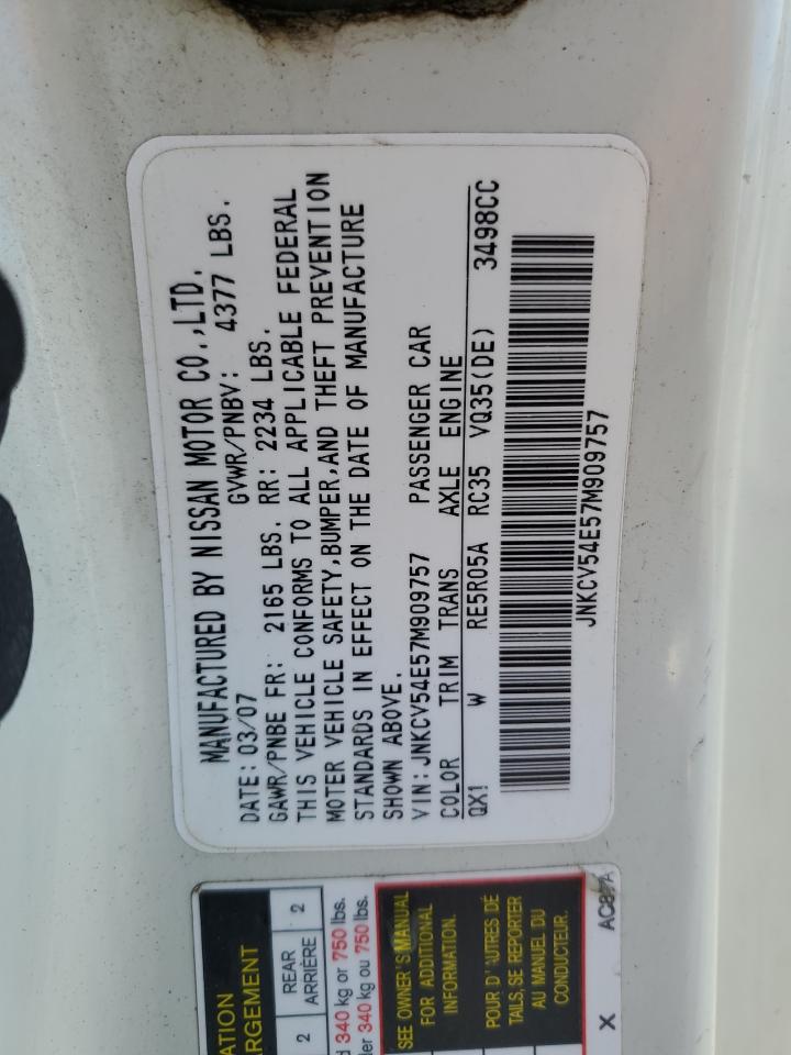 2007 Infiniti G35 VIN: JNKCV54E57M909757 Lot: 91673275