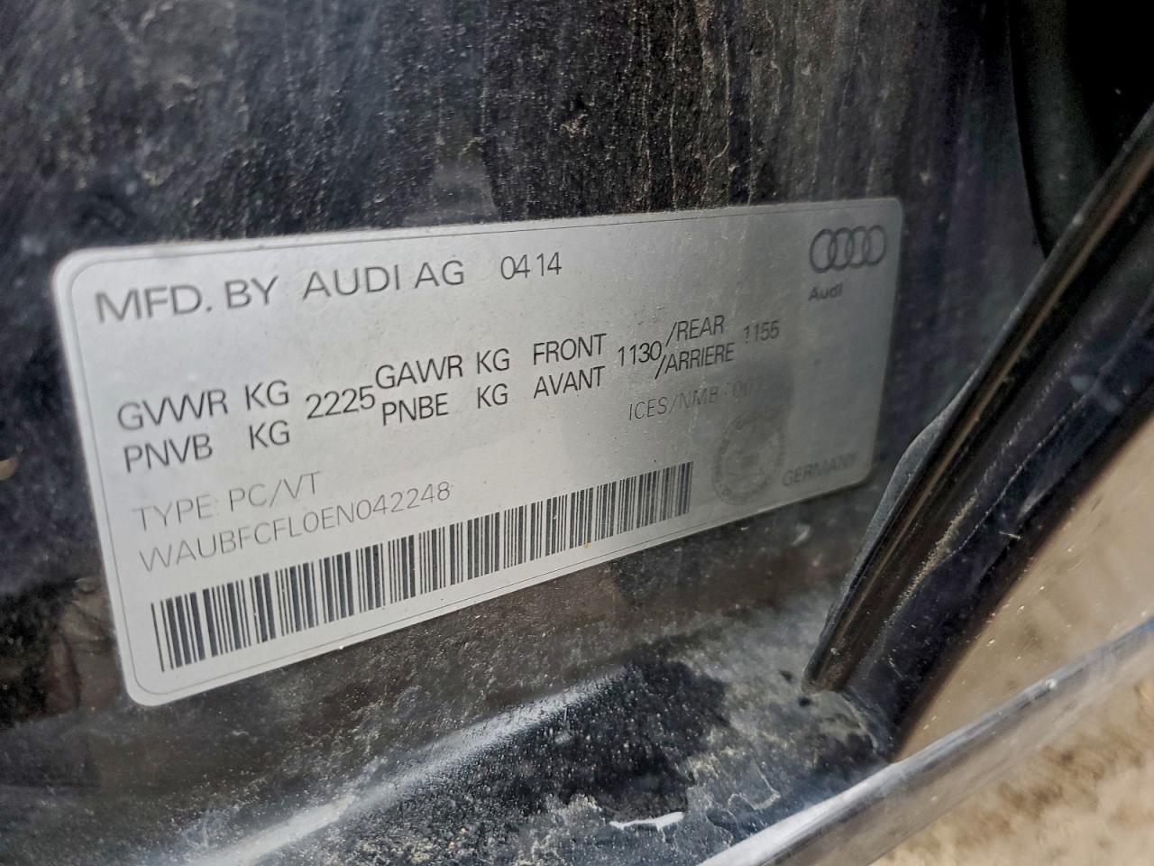 2014 Audi A4 Premium VIN: WAUBFCFL0EN042248 Lot: 94913825