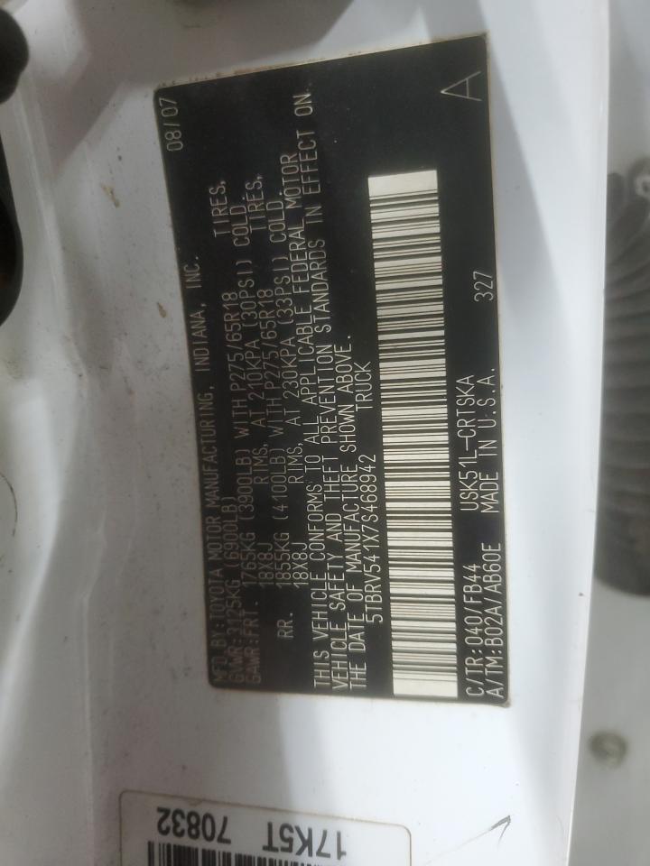 2007 Toyota Tundra Double Cab Sr5 VIN: 5TBRV541X7S468942 Lot: 93193355