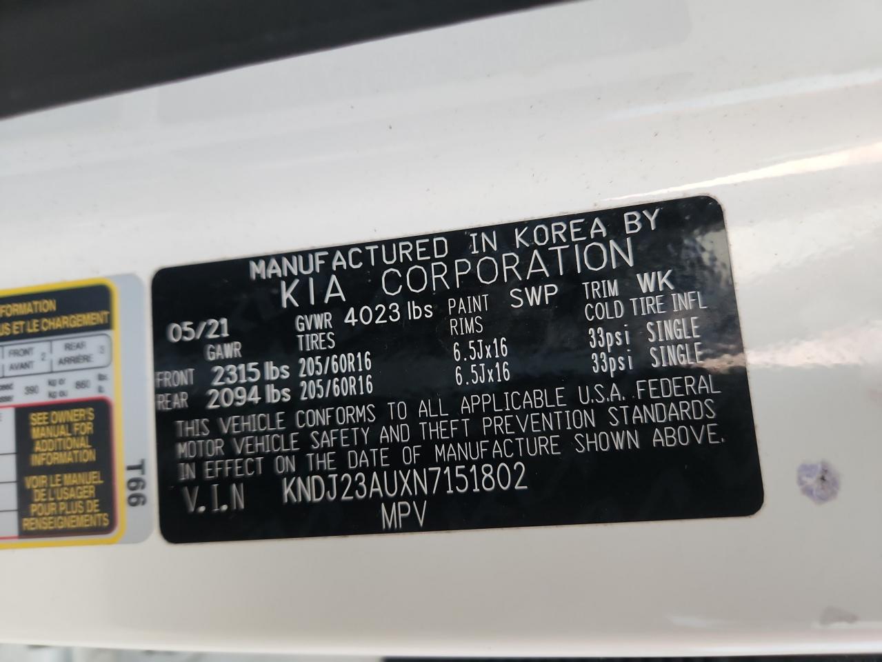 2022 Kia Soul Lx VIN: KNDJ23AUXN7151802 Lot: 93060045