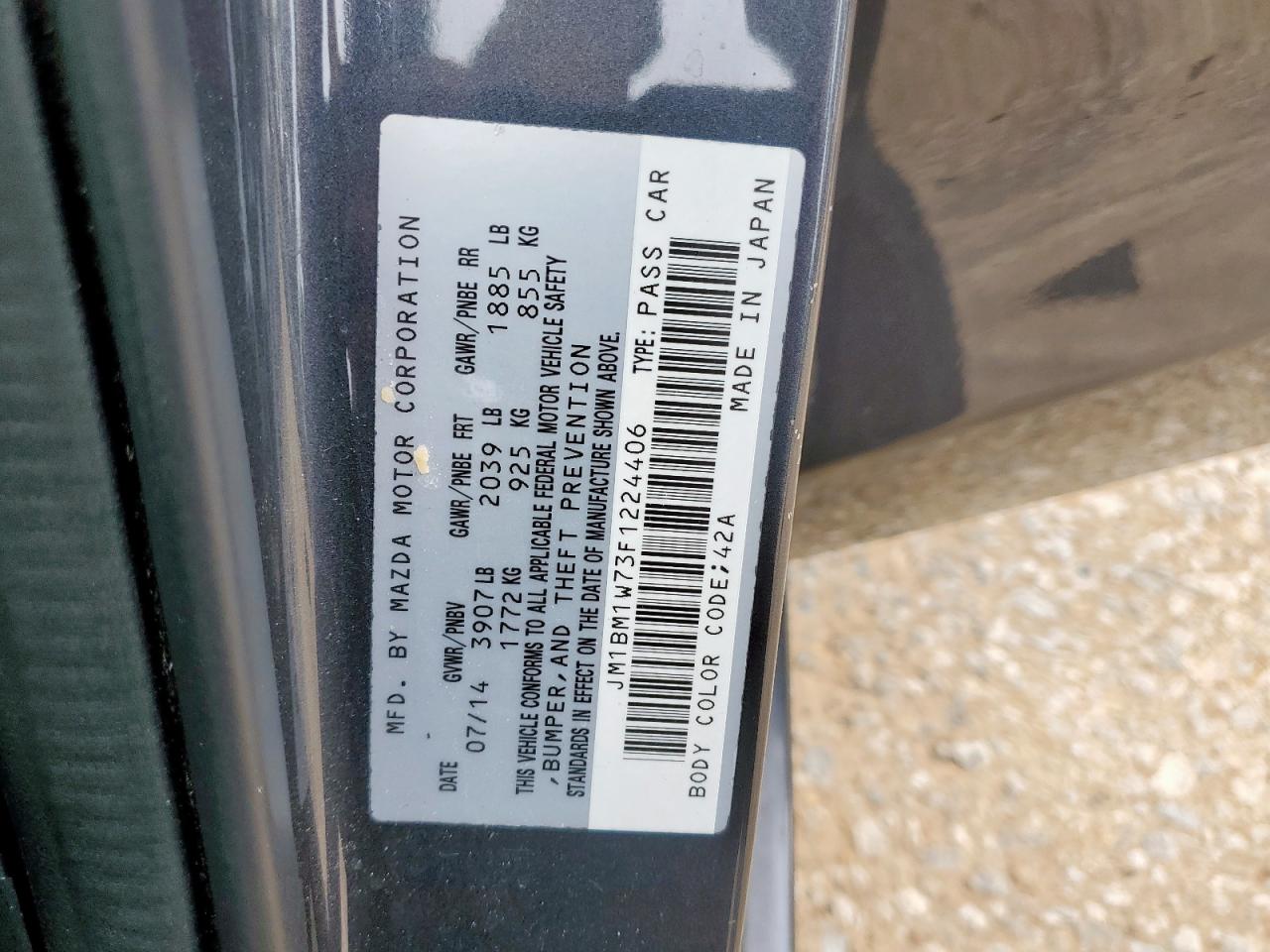 2015 Mazda 3 Grand Touring VIN: JM1BM1W73F1224406 Lot: 93781875