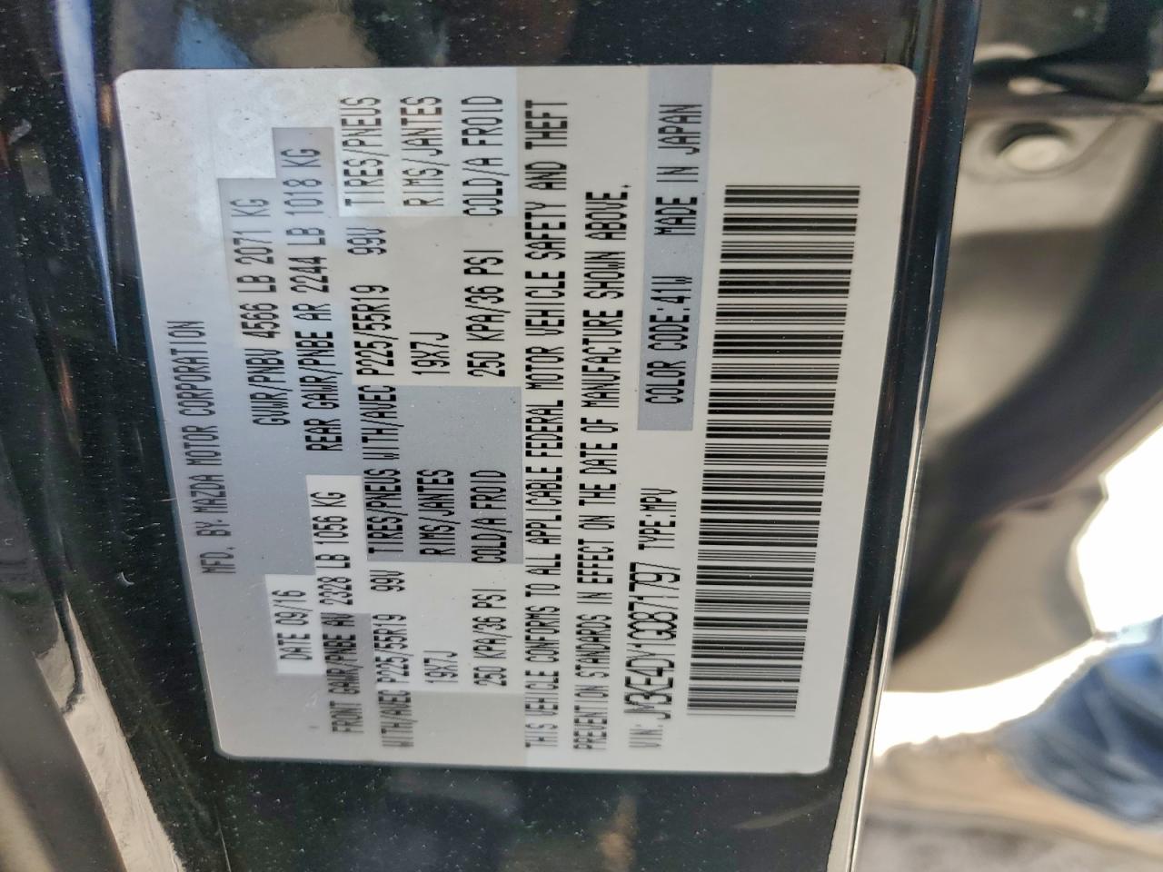 2016 Mazda Cx-5 Gt VIN: JM3KE4DY1G0871797 Lot: 94032985