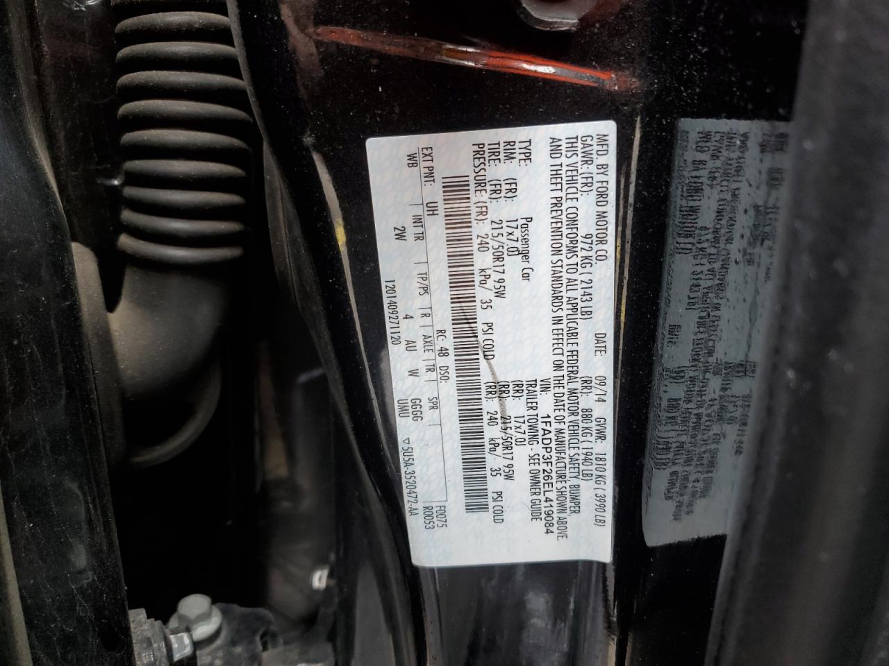 2014 Ford Focus Se VIN: 1FADP3F26EL419084 Lot: 92072635