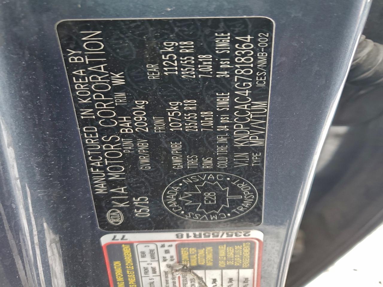 2016 Kia Sportage Ex VIN: KNDPCCAC4G7818364 Lot: 93889445