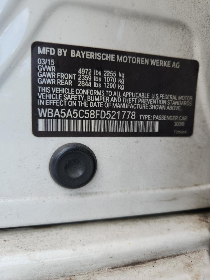 2015 BMW 528 I VIN: WBA5A5C58FD521778 Lot: 93832845