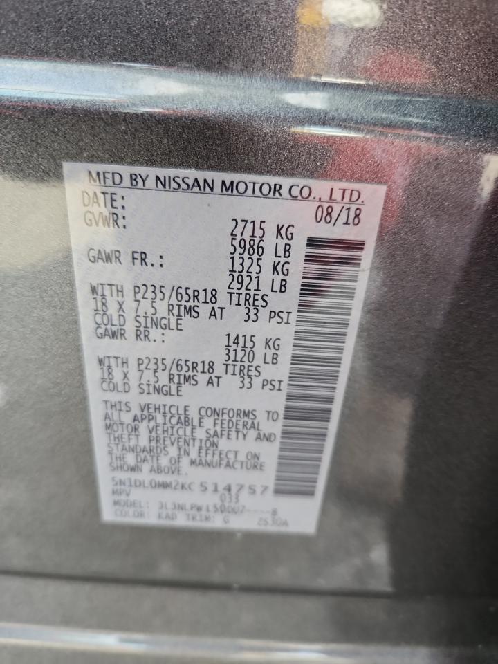 2019 Infiniti Qx60 Luxe VIN: 5N1DL0MM2KC514757 Lot: 91899565