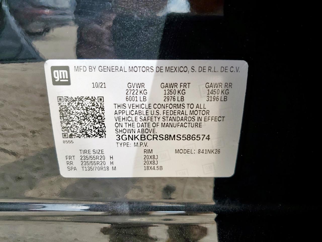 2021 Chevrolet Blazer 2Lt VIN: 3GNKBCRS8MS586574 Lot: 91735895