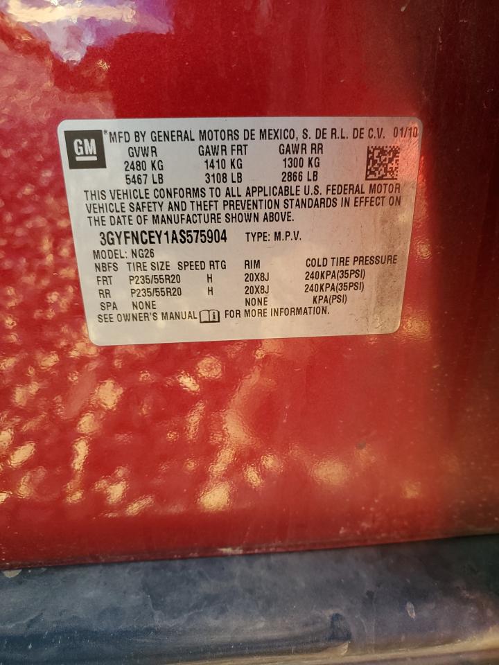 2010 Cadillac Srx Premium Collection VIN: 3GYFNCEY1AS575904 Lot: 90494985