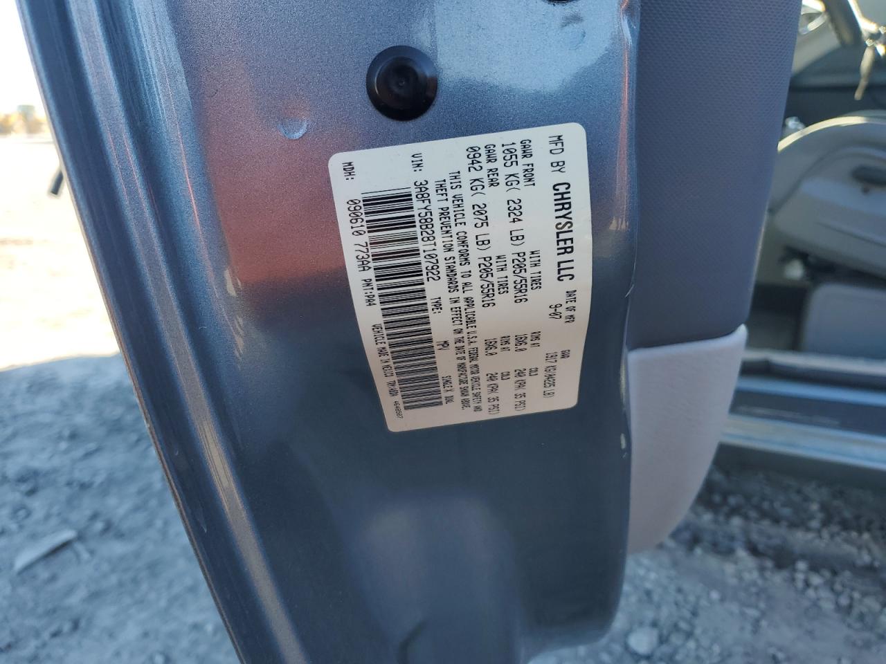 2008 Chrysler Pt Cruiser Touring VIN: 3A8FY58B28T107922 Lot: 91486595