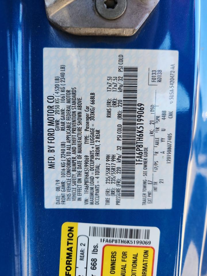 2019 Ford Mustang VIN: 1FA6P8TH6K5199069 Lot: 93037305