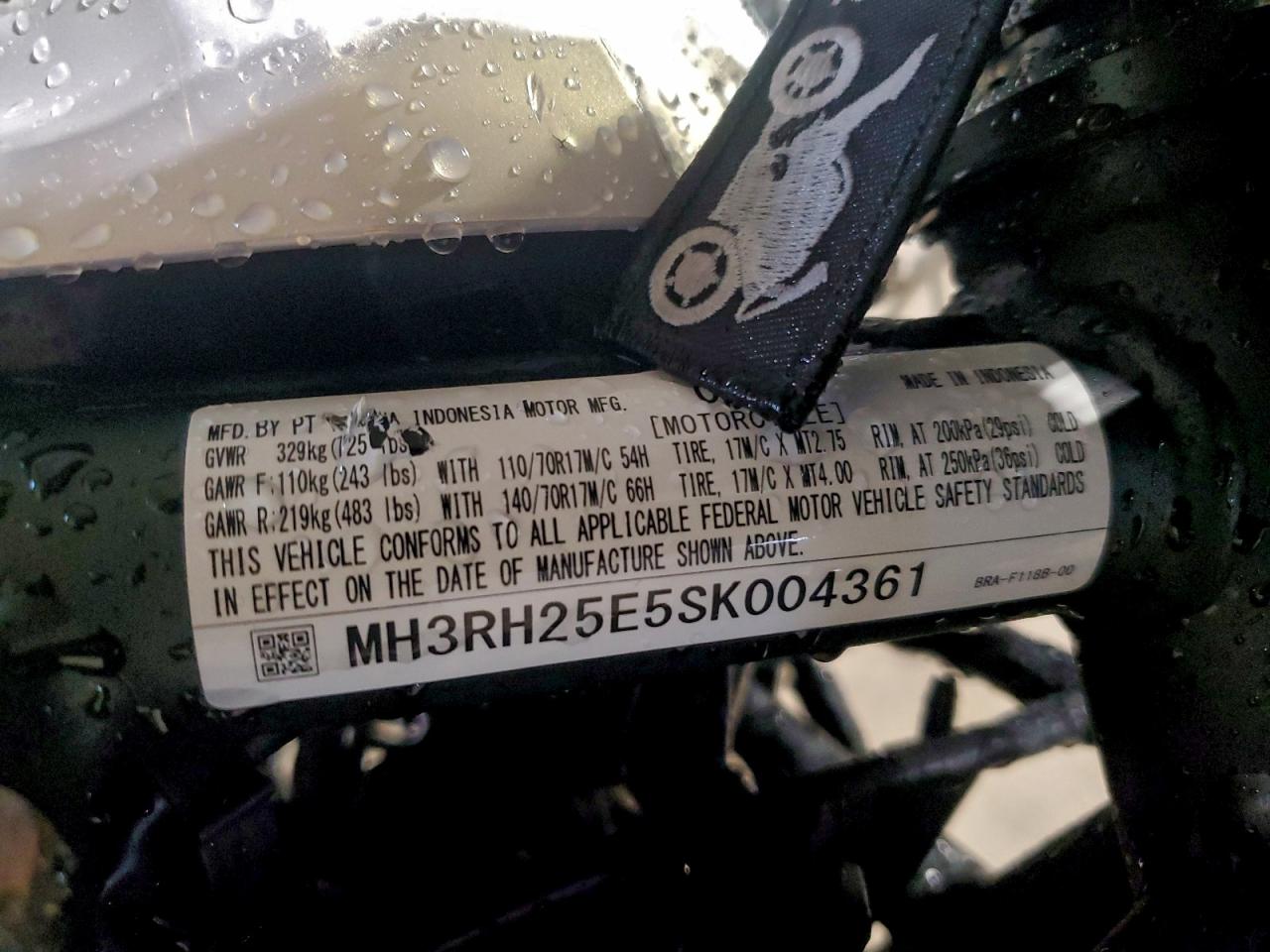 2025 Yamaha Yfz320 A VIN: MH3RH25E5SK004361 Lot: 94577265