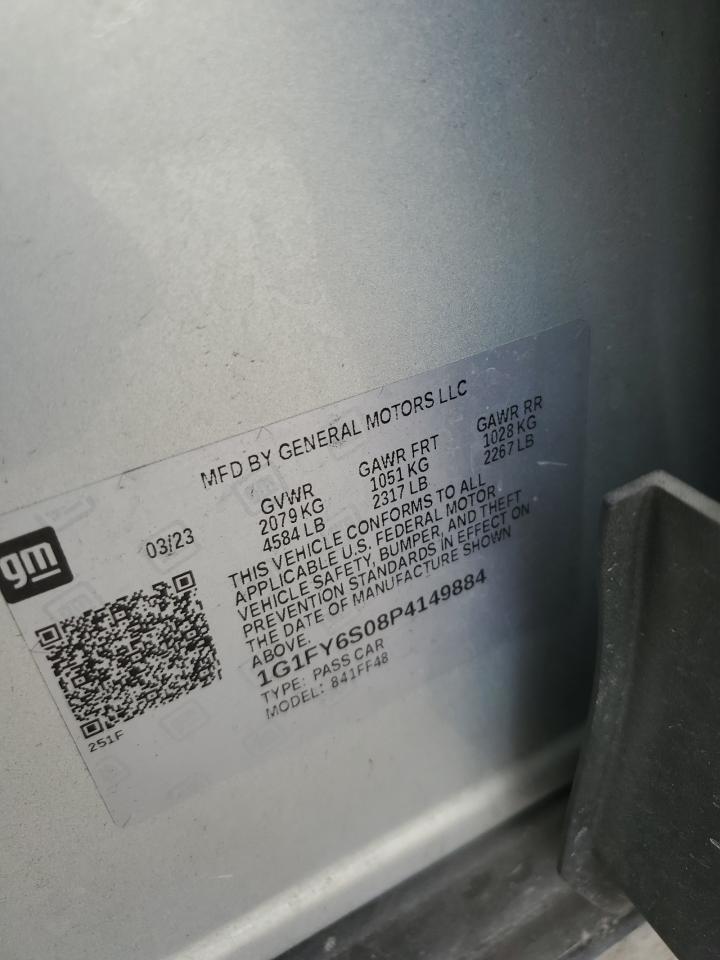 2023 Chevrolet Bolt Euv Lt VIN: 1G1FY6S08P4149884 Lot: 93570285