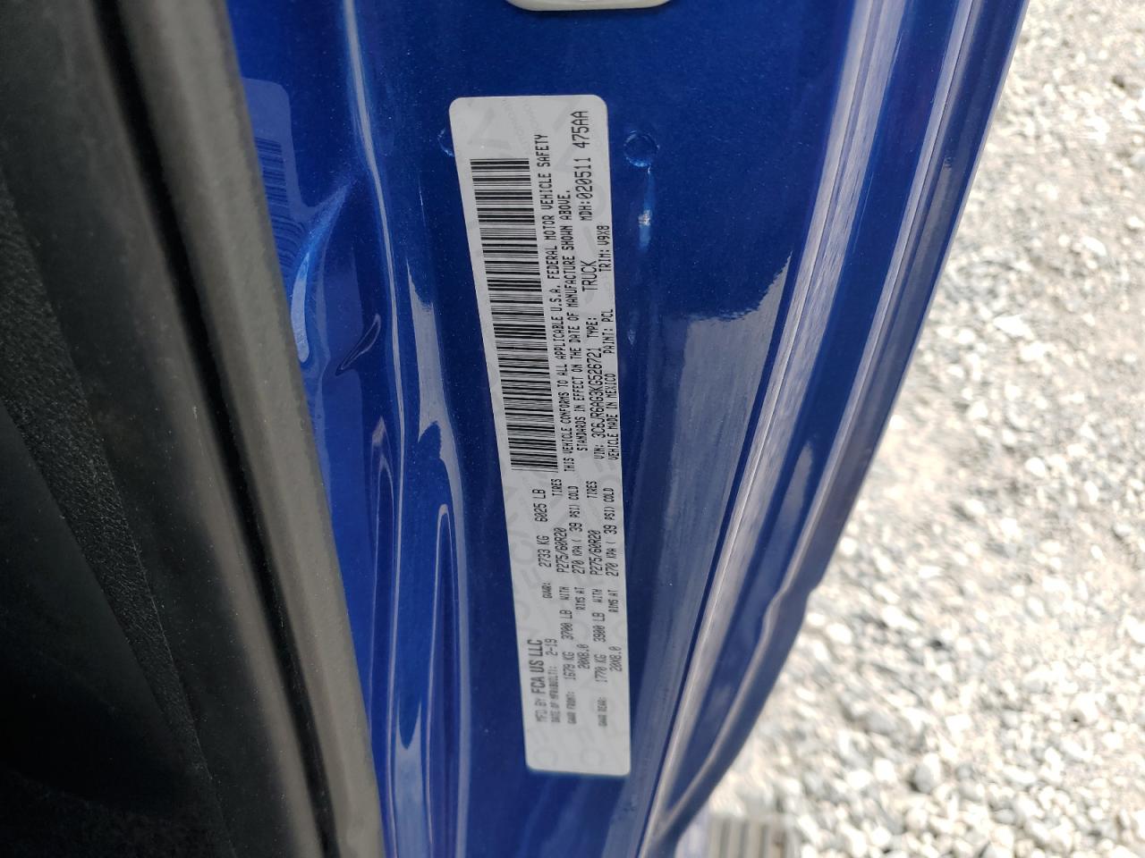 2019 Ram 1500 Classic Tradesman VIN: 3C6JR6AG3KG526721 Lot: 93212465