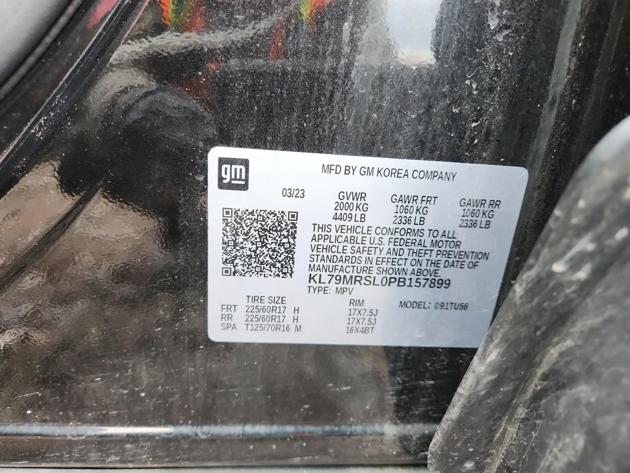 2023 Chevrolet Trailblazer Lt VIN: KL79MRSL0PB157899 Lot: 92833325