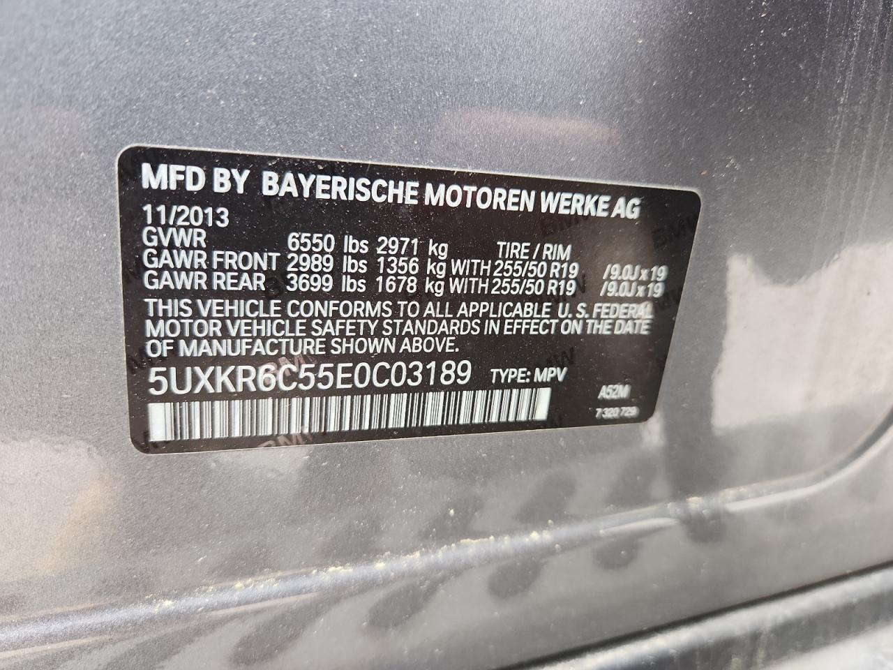 2014 BMW X5 xDrive50I VIN: 5UXKR6C55E0C03189 Lot: 93606515