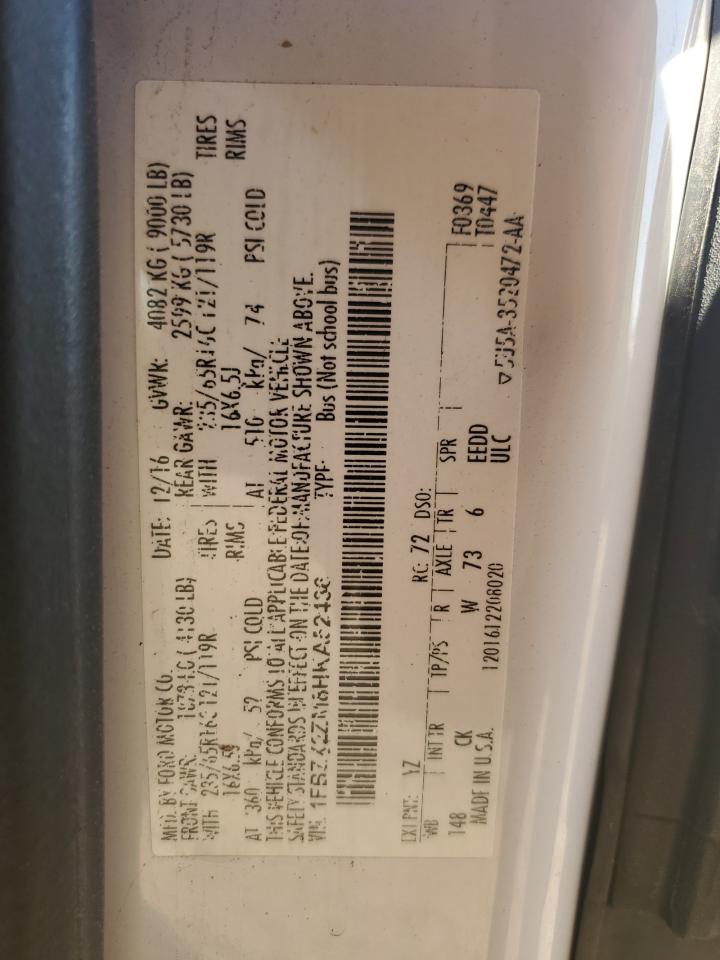 2017 Ford Transit T-350 VIN: 1FBZX2ZM8HKA52436 Lot: 92472185