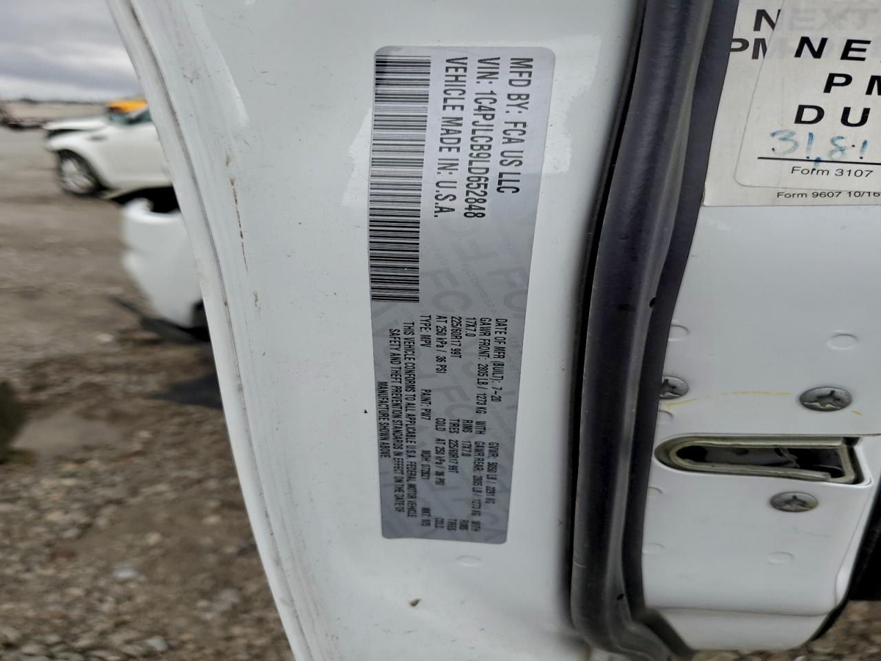 2020 Jeep Cherokee Latitude VIN: 1C4PJLCB9LD652848 Lot: 93661245