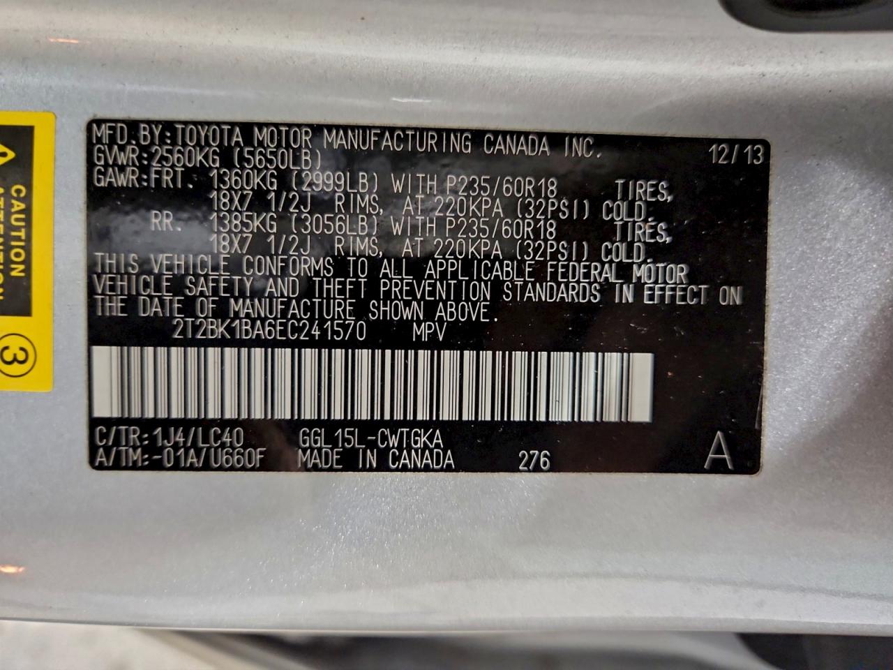 2014 Lexus Rx 350 Base VIN: 2T2BK1BA6EC241570 Lot: 94522595