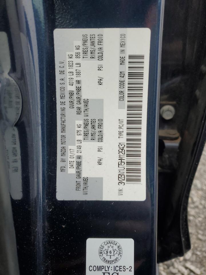 2017 Mazda 3 Sport VIN: 3MZBN1U75HM129431 Lot: 93758515