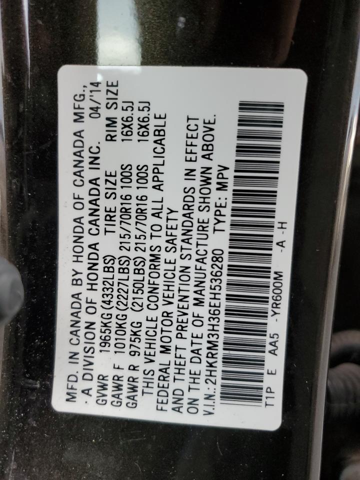 2014 Honda Cr-V Lx VIN: 2HKRM3H36EH536280 Lot: 93889235