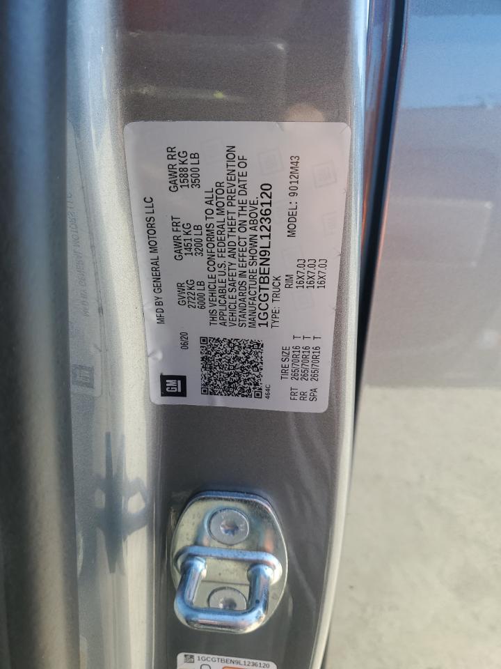 2020 Chevrolet Colorado VIN: 1GCGTBEN9L1236120 Lot: 91078595