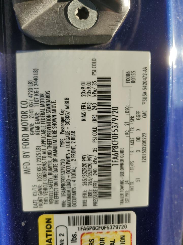 2015 Ford Mustang Gt VIN: 1FA6P8CF0F5379720 Lot: 92021525