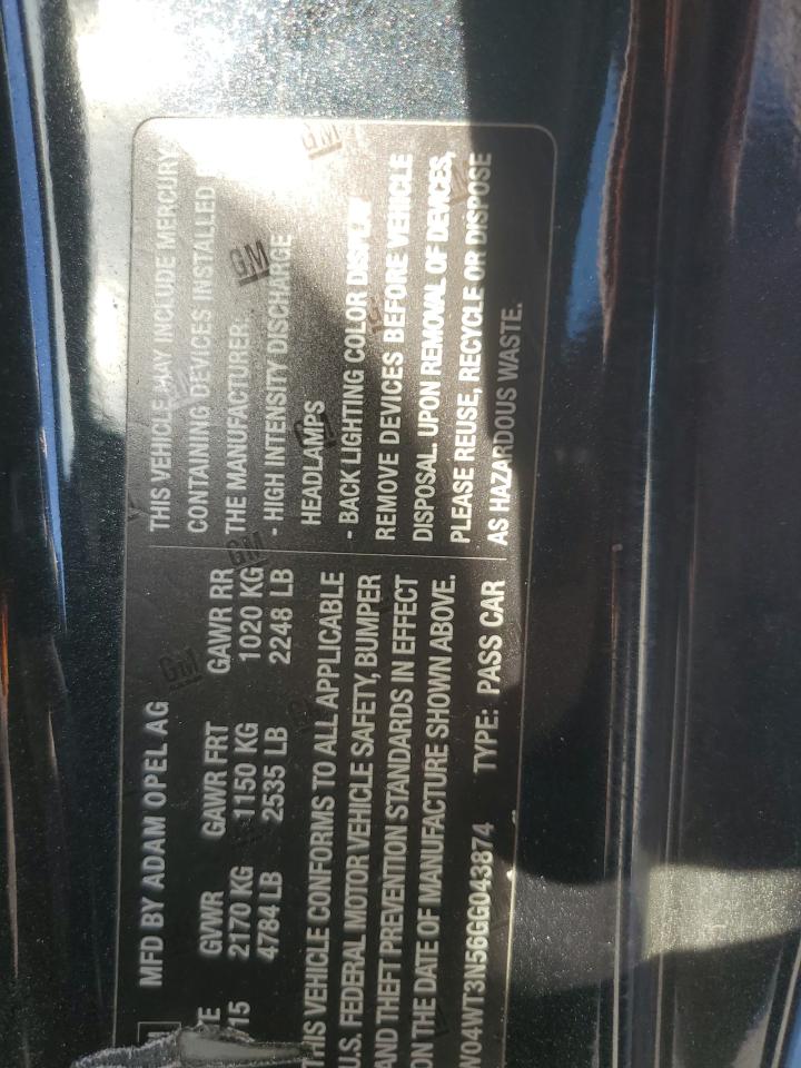 2016 Buick Cascada Premium VIN: W04WT3N56GG043874 Lot: 90980395