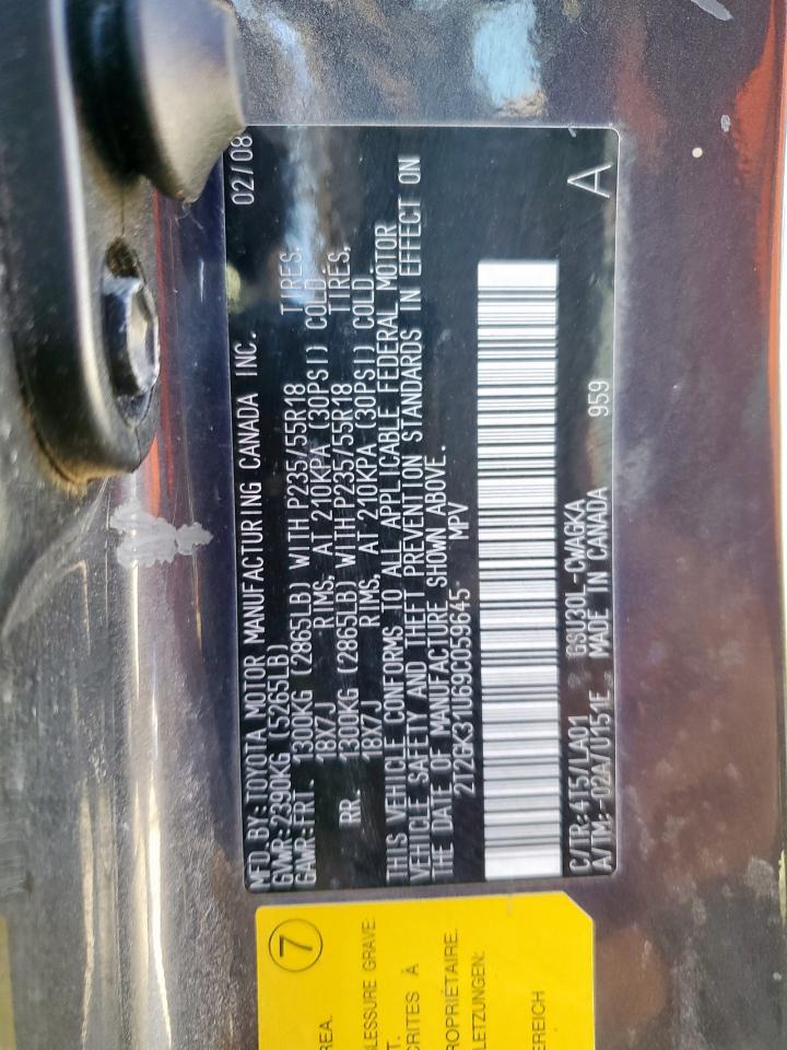 2009 Lexus Rx 350 VIN: 2T2GK31U69C059645 Lot: 92230545