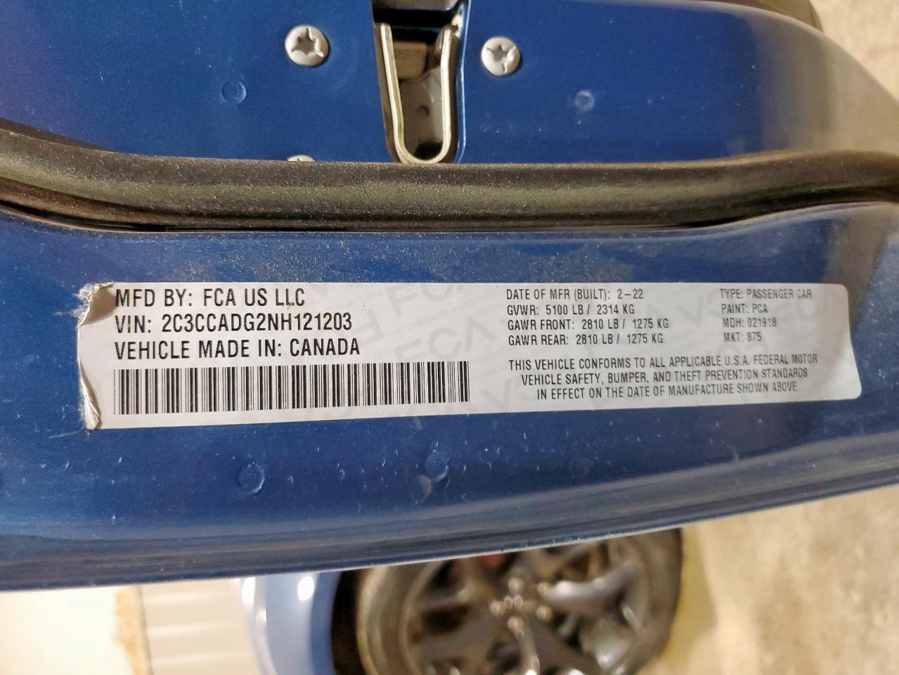 2022 Chrysler 300 Touring L VIN: 2C3CCADG2NH121203 Lot: 90140405