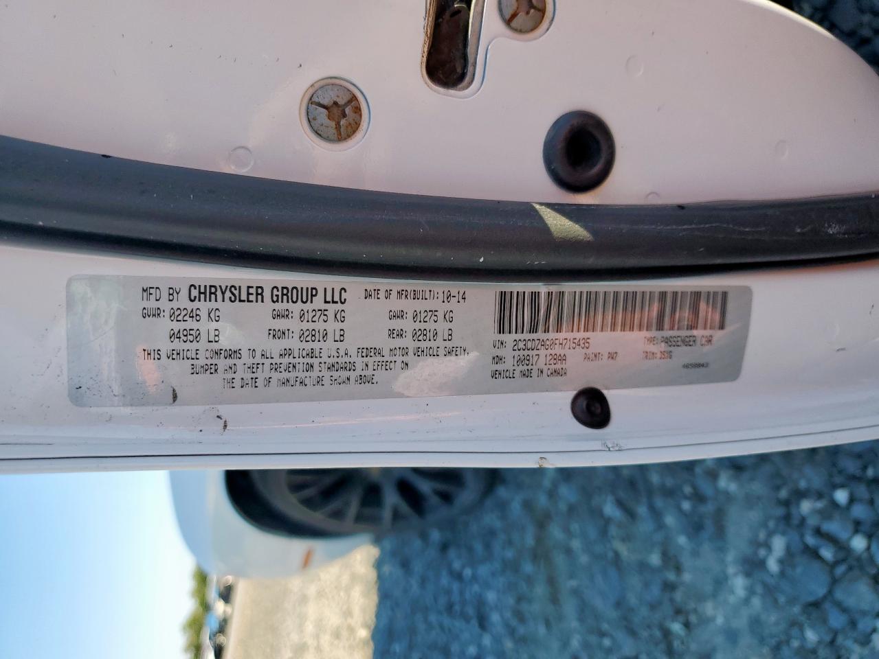 2015 Dodge Challenger Sxt VIN: 2C3CDZAG0FH715435 Lot: 91255695