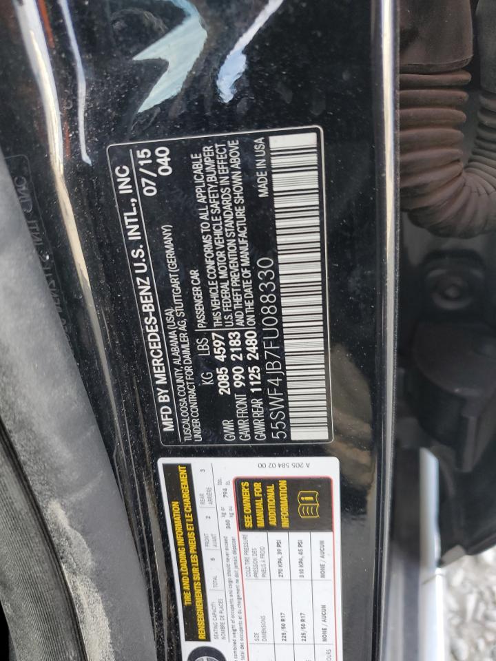 2015 Mercedes-Benz C 300 VIN: 55SWF4JB7FU088330 Lot: 92912335