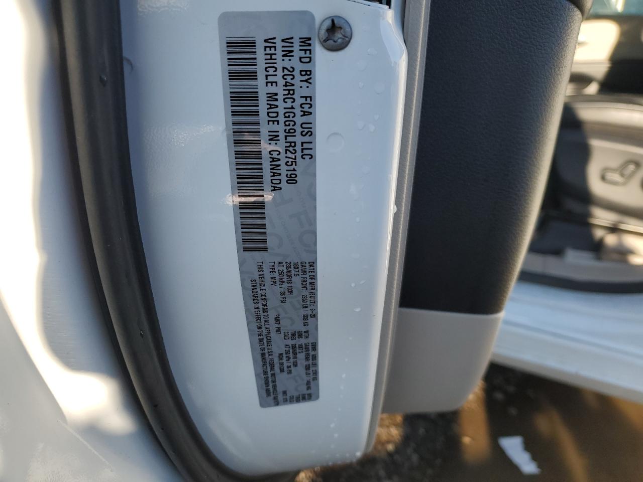 2020 Chrysler Pacifica Limited VIN: 2C4RC1GG9LR275190 Lot: 92183125