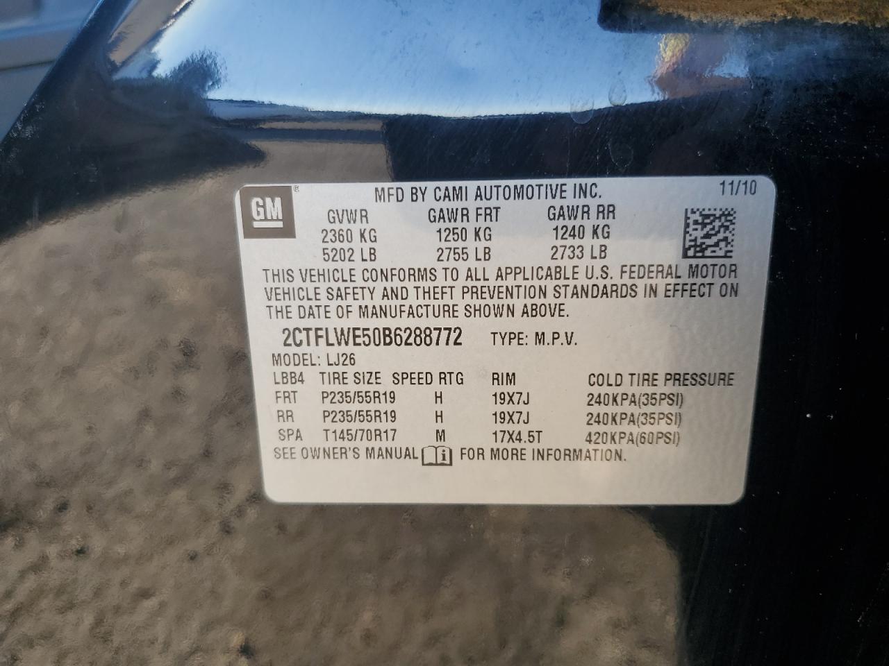 2011 GMC Terrain Slt VIN: 2CTFLWE50B6288772 Lot: 93655345