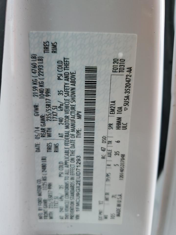 2014 Ford Escape Se VIN: 1FMCU9GX2EUD71293 Lot: 92983745