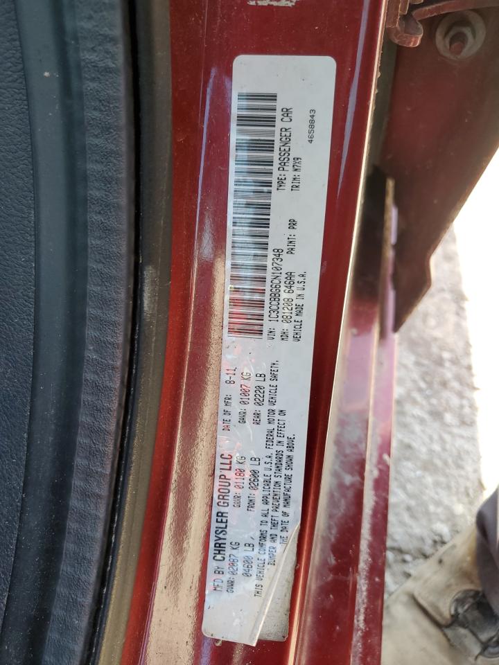 2012 Chrysler 200 Touring VIN: 1C3CCBBG6CN107348 Lot: 93779655