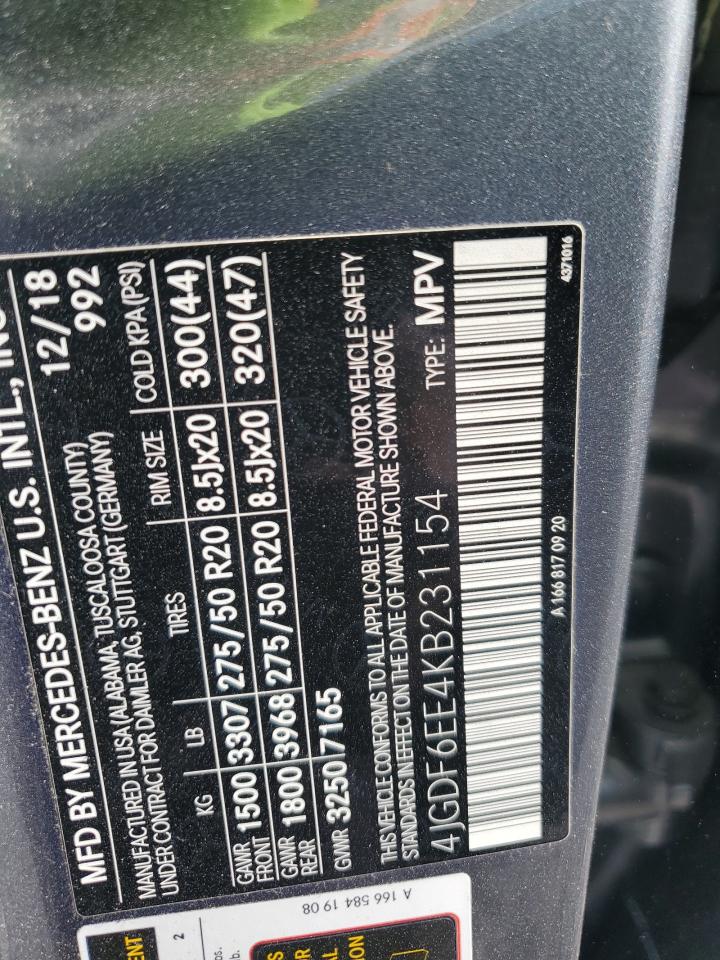 2019 Mercedes-Benz Gls 450 4Matic VIN: 4JGDF6EE4KB231154 Lot: 91611185