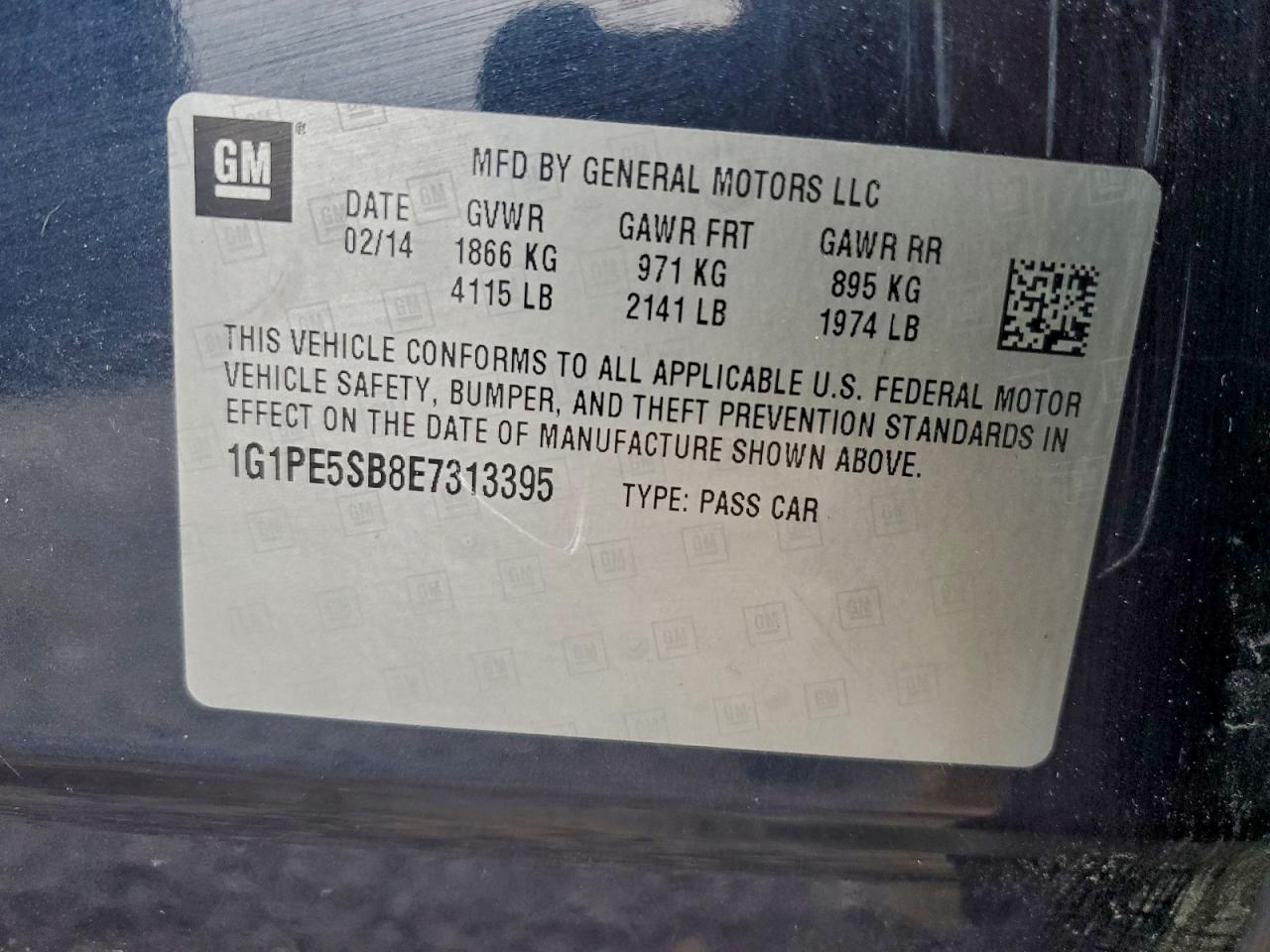 2014 Chevrolet Cruze Lt VIN: 1G1PE5SB8E7313395 Lot: 94736695